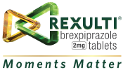 REXULTI (brexpiprazole) logo with 'Moments Matter' slogan.